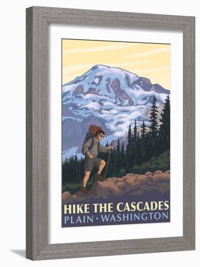 Plain, Washington - Mountain Hiker-Lantern Press-Framed Premium Giclee Print