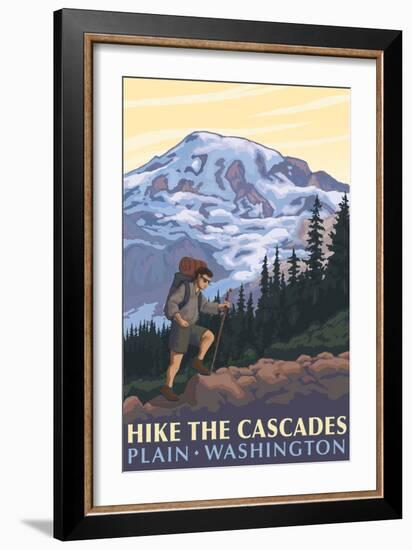 Plain, Washington - Mountain Hiker-Lantern Press-Framed Premium Giclee Print