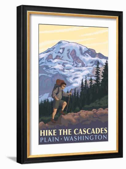 Plain, Washington - Mountain Hiker-Lantern Press-Framed Premium Giclee Print