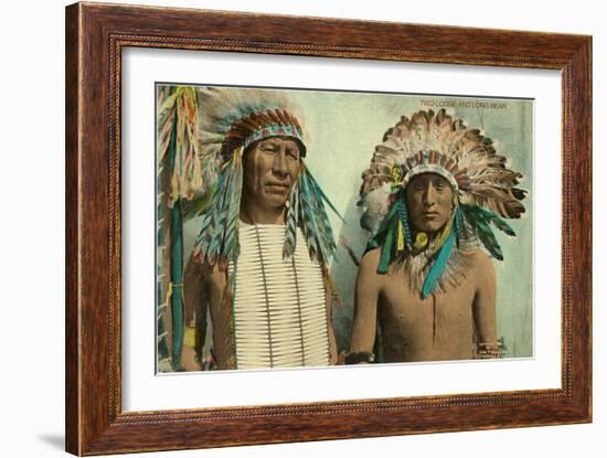 Plains Indian Chiefs, Two Lodge, Long Bear-null-Framed Art Print