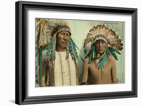 Plains Indian Chiefs, Two Lodge, Long Bear-null-Framed Art Print