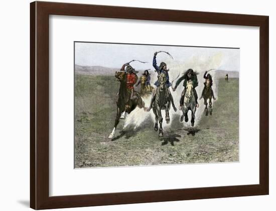 Plains Indians Horse-Racing, 1800s-null-Framed Giclee Print