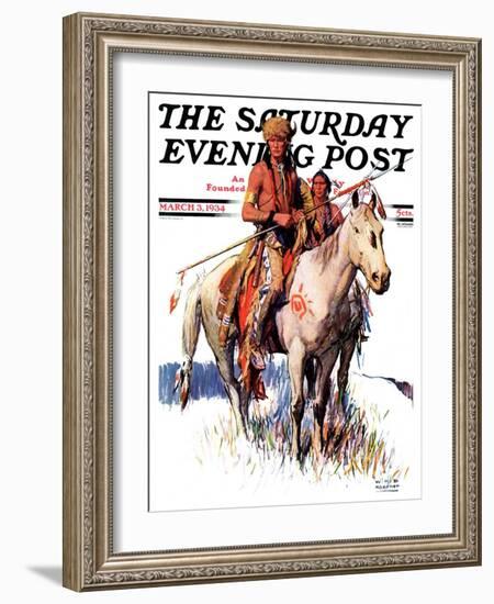 "Plains Indians," Saturday Evening Post Cover, March 3, 1934-William Henry Dethlef Koerner-Framed Giclee Print