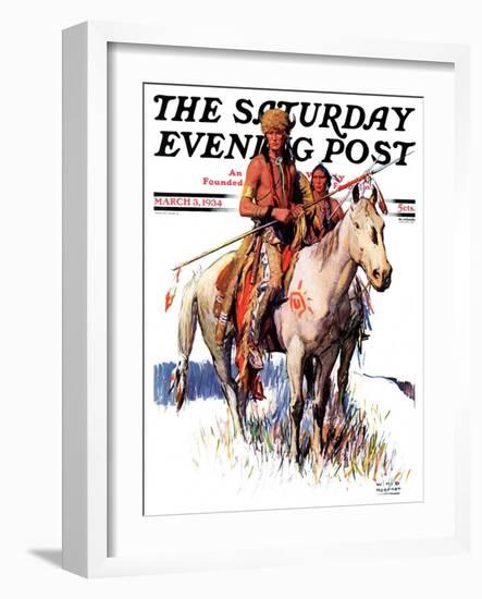 "Plains Indians," Saturday Evening Post Cover, March 3, 1934-William Henry Dethlef Koerner-Framed Giclee Print