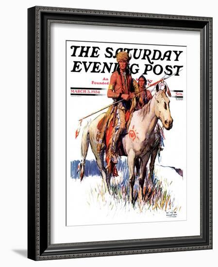 "Plains Indians," Saturday Evening Post Cover, March 3, 1934-William Henry Dethlef Koerner-Framed Giclee Print