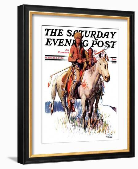 "Plains Indians," Saturday Evening Post Cover, March 3, 1934-William Henry Dethlef Koerner-Framed Giclee Print