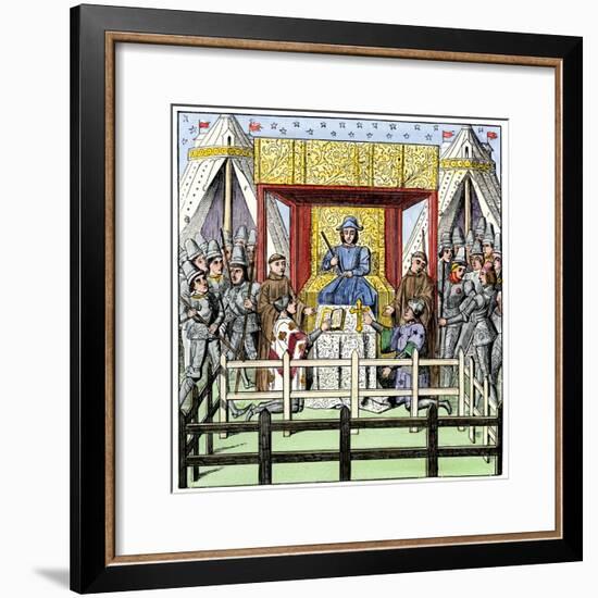 Plaintiff and Defendant Take the Oath before a Judge in the 1400s-null-Framed Giclee Print