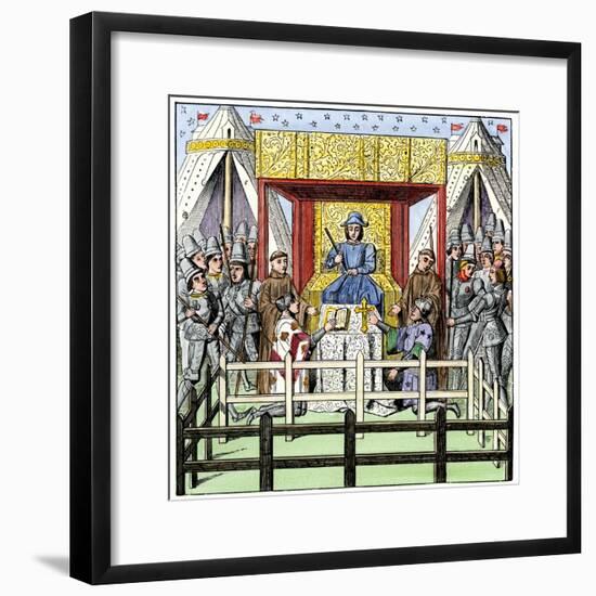Plaintiff and Defendant Take the Oath before a Judge in the 1400s-null-Framed Giclee Print