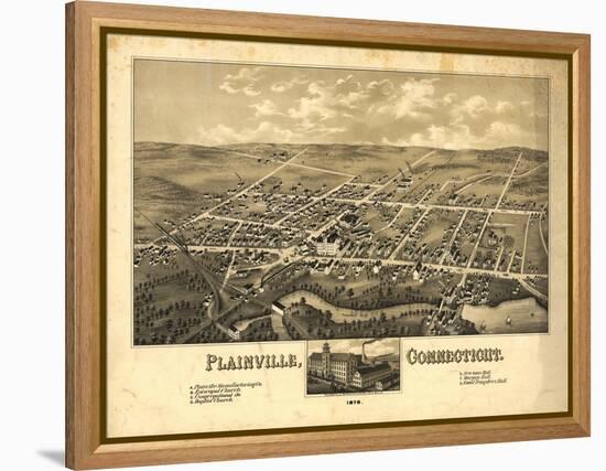 Plainville, Connecticut - Panoramic Map-Lantern Press-Framed Stretched Canvas