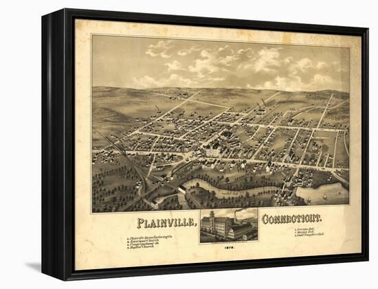 Plainville, Connecticut - Panoramic Map-Lantern Press-Framed Stretched Canvas