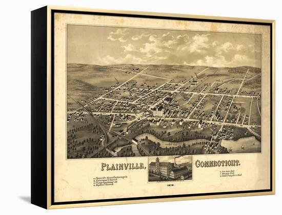 Plainville, Connecticut - Panoramic Map-Lantern Press-Framed Stretched Canvas