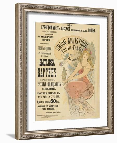 Plakat Fuer Eine Ausstellung Russischer Und Franzoesischer Kuenstler, 1898-Alphonse Mucha-Framed Giclee Print