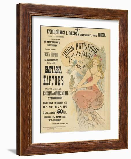 Plakat Fuer Eine Ausstellung Russischer Und Franzoesischer Kuenstler, 1898-Alphonse Mucha-Framed Giclee Print