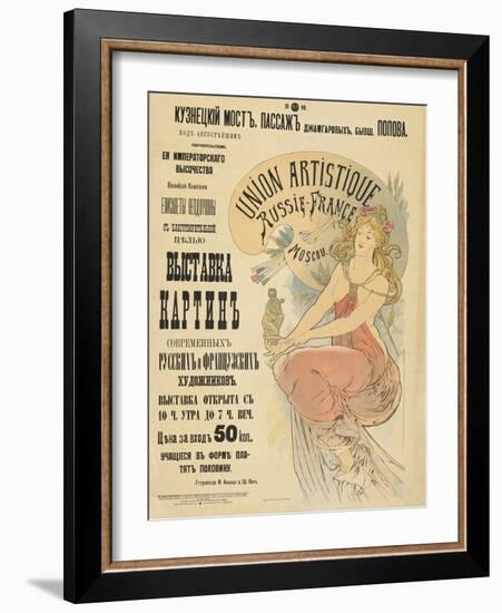 Plakat Fuer Eine Ausstellung Russischer Und Franzoesischer Kuenstler, 1898-Alphonse Mucha-Framed Giclee Print