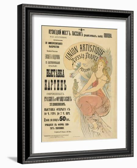 Plakat Fuer Eine Ausstellung Russischer Und Franzoesischer Kuenstler, 1898-Alphonse Mucha-Framed Giclee Print