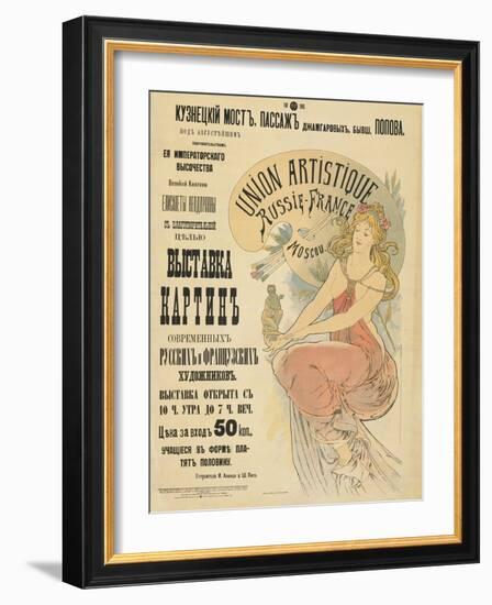 Plakat Fuer Eine Ausstellung Russischer Und Franzoesischer Kuenstler, 1898-Alphonse Mucha-Framed Giclee Print