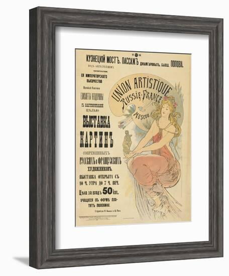 Plakat Fuer Eine Ausstellung Russischer Und Franzoesischer Kuenstler, 1898-Alphonse Mucha-Framed Giclee Print