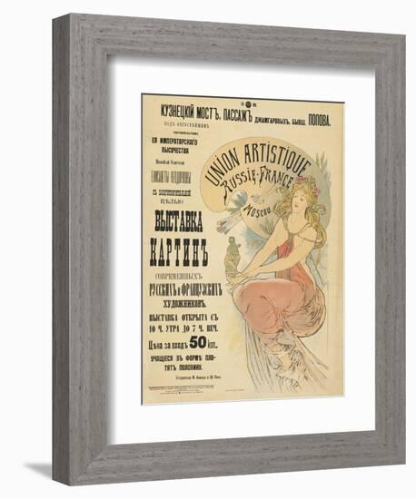 Plakat Fuer Eine Ausstellung Russischer Und Franzoesischer Kuenstler, 1898-Alphonse Mucha-Framed Giclee Print