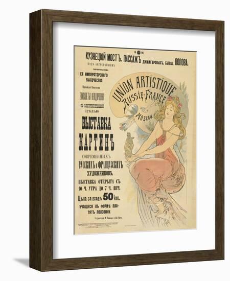Plakat Fuer Eine Ausstellung Russischer Und Franzoesischer Kuenstler, 1898-Alphonse Mucha-Framed Giclee Print