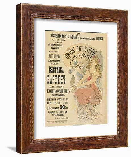 Plakat Fuer Eine Ausstellung Russischer Und Franzoesischer Kuenstler, 1898-Alphonse Mucha-Framed Giclee Print