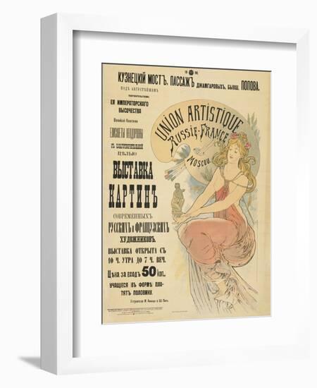 Plakat Fuer Eine Ausstellung Russischer Und Franzoesischer Kuenstler, 1898-Alphonse Mucha-Framed Giclee Print