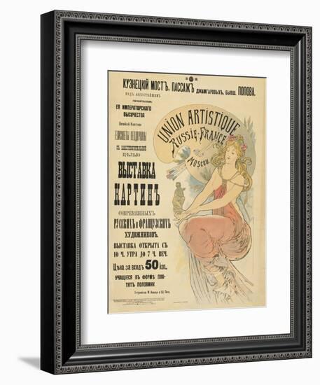 Plakat Fuer Eine Ausstellung Russischer Und Franzoesischer Kuenstler, 1898-Alphonse Mucha-Framed Giclee Print