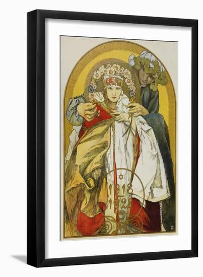 Plakat zum zehnten Jahrestag des Bestehens der Tschechoslowakischen Republik. 1928-Alphonse Mucha-Framed Giclee Print