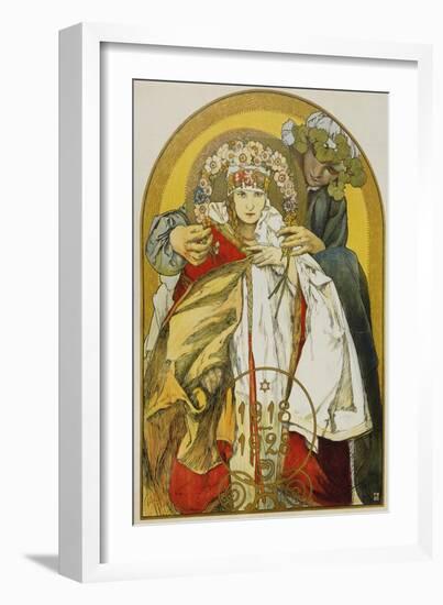 Plakat zum zehnten Jahrestag des Bestehens der Tschechoslowakischen Republik. 1928-Alphonse Mucha-Framed Giclee Print