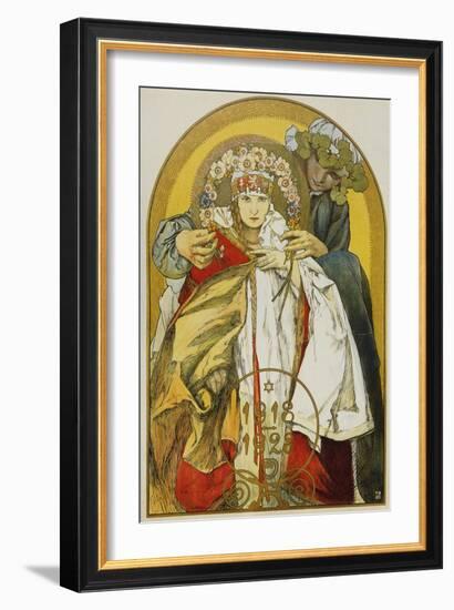 Plakat zum zehnten Jahrestag des Bestehens der Tschechoslowakischen Republik. 1928-Alphonse Mucha-Framed Giclee Print