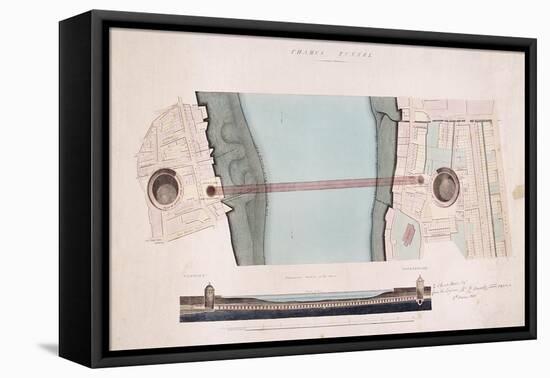 Plan and Longitudinal Section of the Thames Tunnel, London, 1842-null-Framed Premier Image Canvas