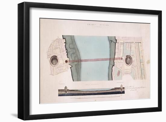 Plan and Longitudinal Section of the Thames Tunnel, London, 1842-null-Framed Giclee Print