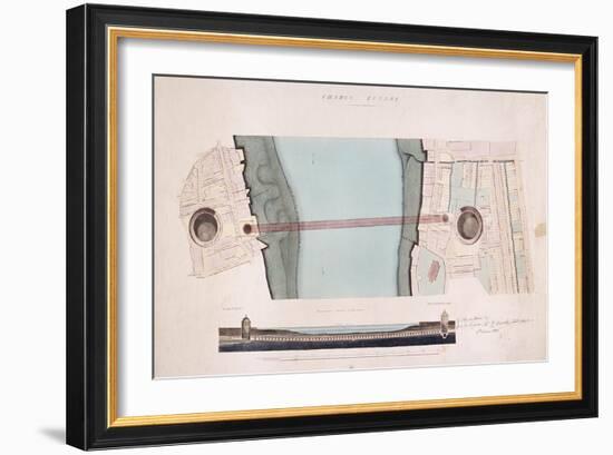 Plan and Longitudinal Section of the Thames Tunnel, London, 1842-null-Framed Giclee Print