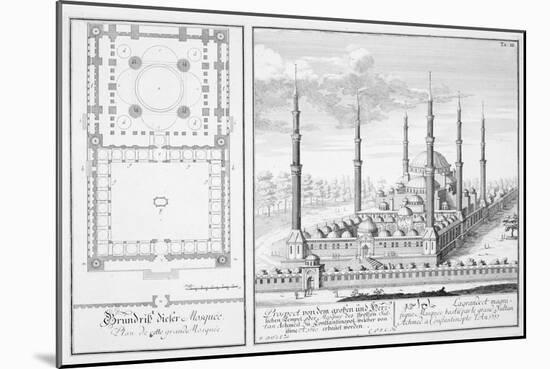 Plan and View of the Blue Mosque-Johann Bernhard Fischer Von Erlach-Mounted Giclee Print