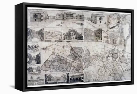 Plan and Views of Wanstead House and Park in the Borough of Redbridge, London, 1735-John Rocque-Framed Premier Image Canvas