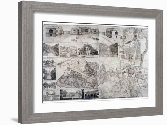 Plan and Views of Wanstead House and Park in the Borough of Redbridge, London, 1735-John Rocque-Framed Giclee Print