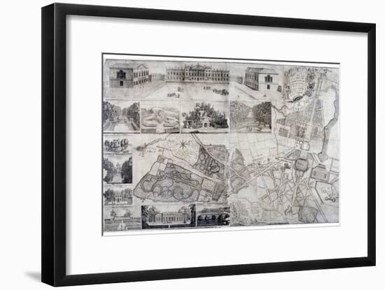 Plan and Views of Wanstead House and Park in the Borough of Redbridge, London, 1735-John Rocque-Framed Giclee Print