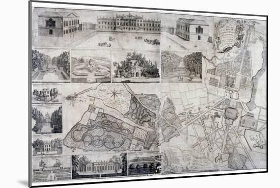 Plan and Views of Wanstead House and Park in the Borough of Redbridge, London, 1735-John Rocque-Mounted Giclee Print