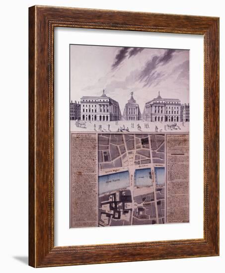 Plan d'une place publique et vue perspective des bâtiments-Pierre Marin Giraud-Framed Giclee Print