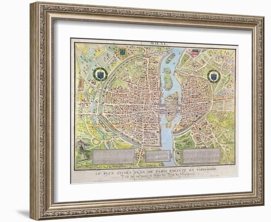 Plan de La Tapisserie, Map of Paris, Originally a Tapestry Made in circa 1570, 1818-Caroline Naudet-Framed Giclee Print