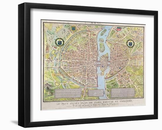 Plan de La Tapisserie, Map of Paris, Originally a Tapestry Made in circa 1570, 1818-Caroline Naudet-Framed Giclee Print