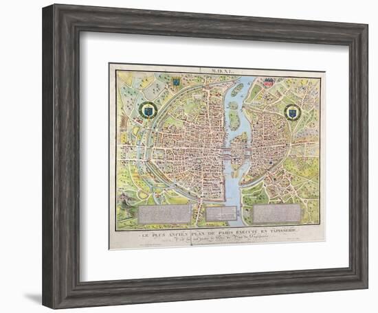 Plan de La Tapisserie, Map of Paris, Originally a Tapestry Made in circa 1570, 1818-Caroline Naudet-Framed Giclee Print