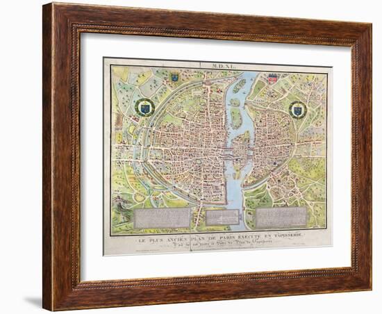 Plan de La Tapisserie, Map of Paris, Originally a Tapestry Made in circa 1570, 1818-Caroline Naudet-Framed Giclee Print