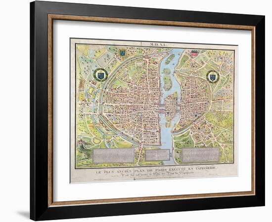 Plan de La Tapisserie, Map of Paris, Originally a Tapestry Made in circa 1570, 1818-Caroline Naudet-Framed Giclee Print