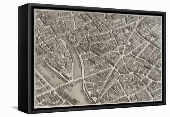 Plan de Paris (1734-1739) dit plan de Turgot, La Seine, le Pont-Neuf, l'île de la Cité, Notre-Dame-null-Framed Premier Image Canvas