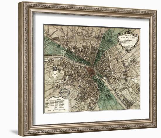 Plan de Paris-Vintage Reproduction-Framed Art Print