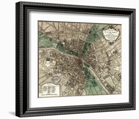 Plan de Paris-Vintage Reproduction-Framed Art Print