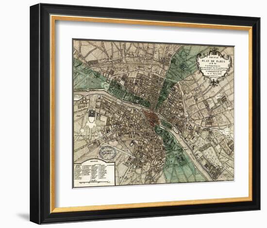 Plan de Paris-Vintage Reproduction-Framed Art Print