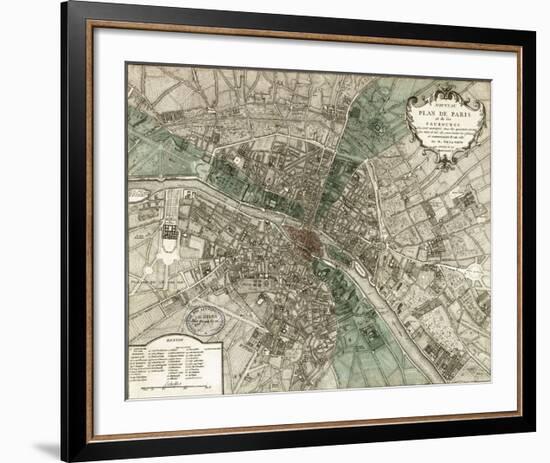 Plan de Paris-Vintage Reproduction-Framed Art Print