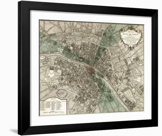 Plan de Paris-Vintage Reproduction-Framed Art Print