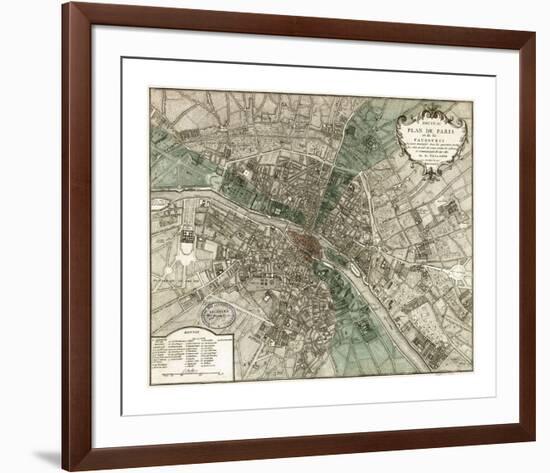 Plan de Paris-Vintage Reproduction-Framed Giclee Print